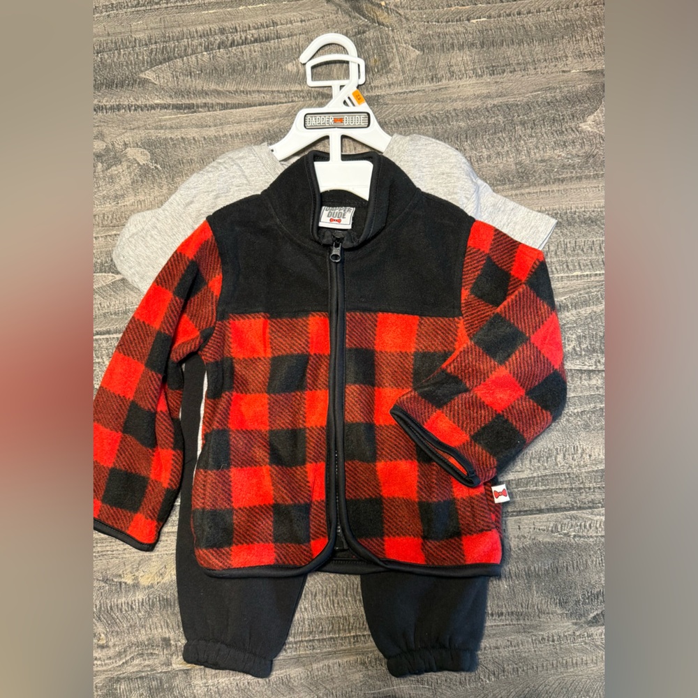 Kids Red & Black Buffalo Plaid Puffer Jacket - Matching Set